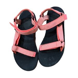 Teva Women’s Flatform Universal Candy Stripe Coral Sandals Sz 9 Beach Flip Flop